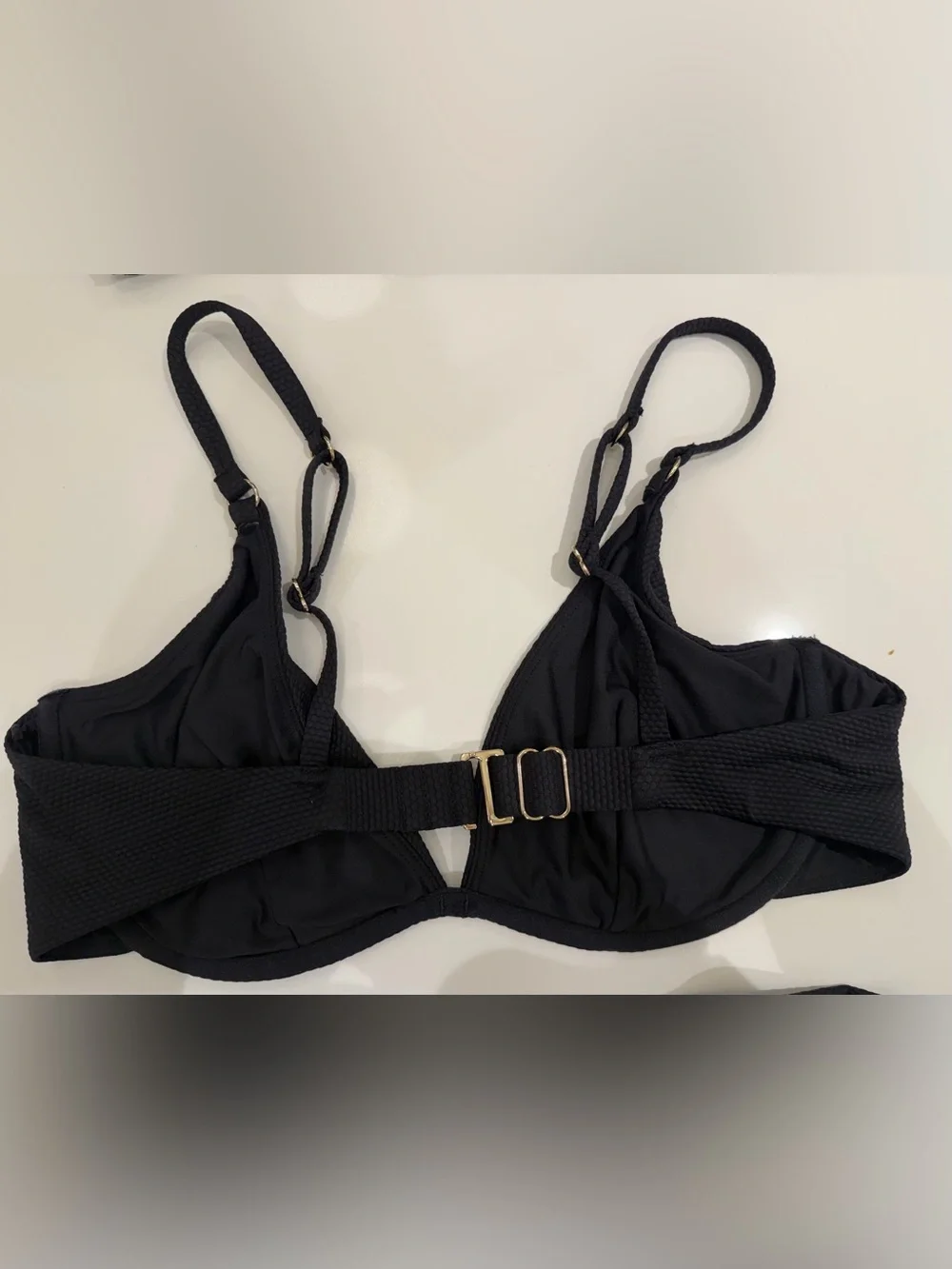 Maxswim Ryan Textured Underwire Bikini Top 38DD/E Black Pique